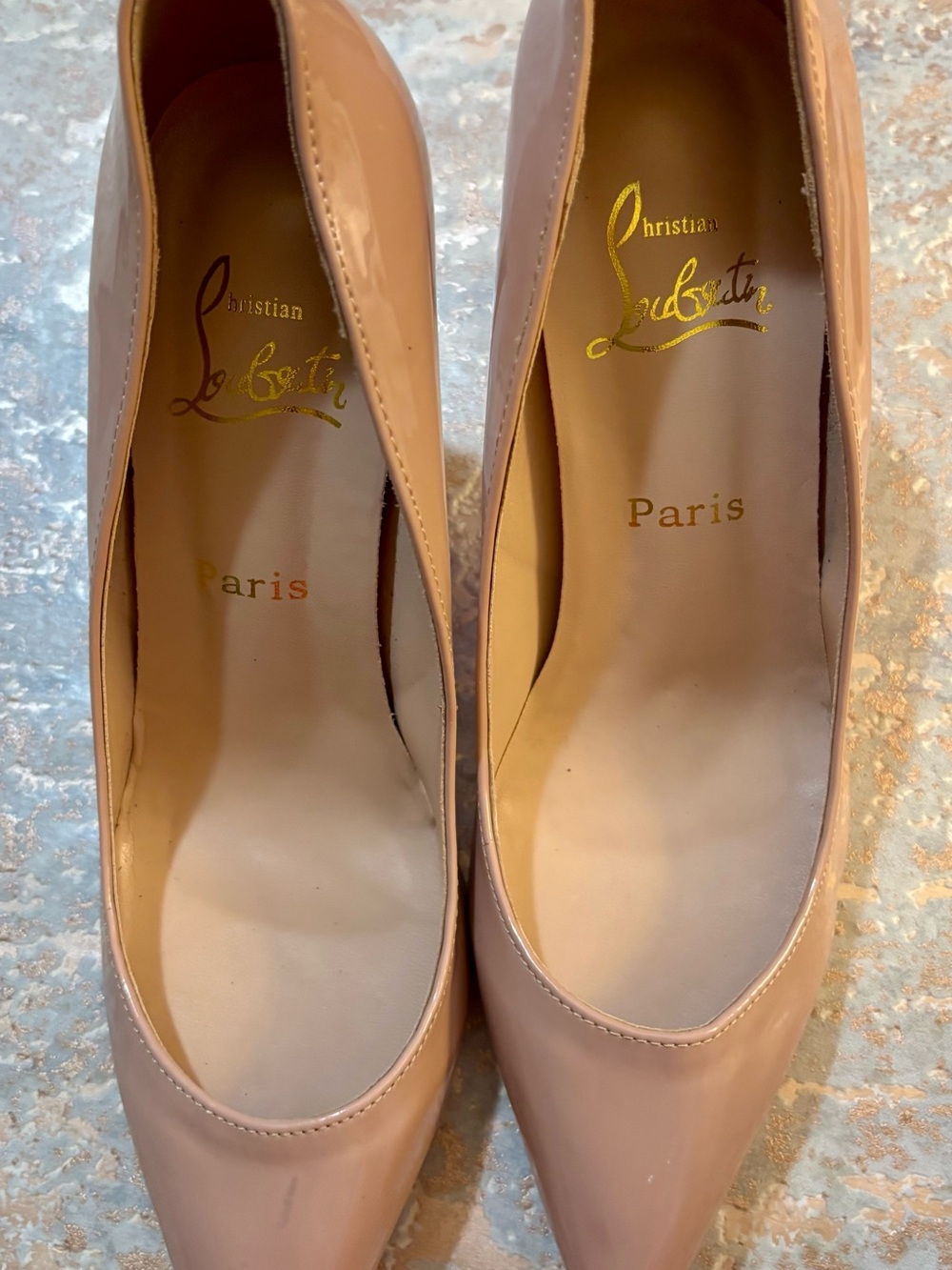 Stiletto Pumps Red Sole By Christian Louboutin Beige Pointed Toe Size 39 / US  9